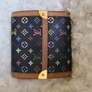 Louis Vuitton Takashi Murakami Black Multicolour Elise Wallet